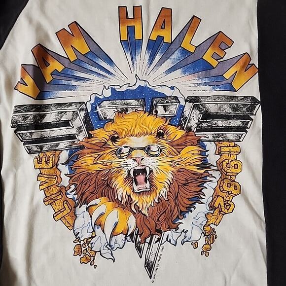 Vintage Van Halen Shirt Adult Large White Black 1982 Live Concert Size L - Picture 2 of 8